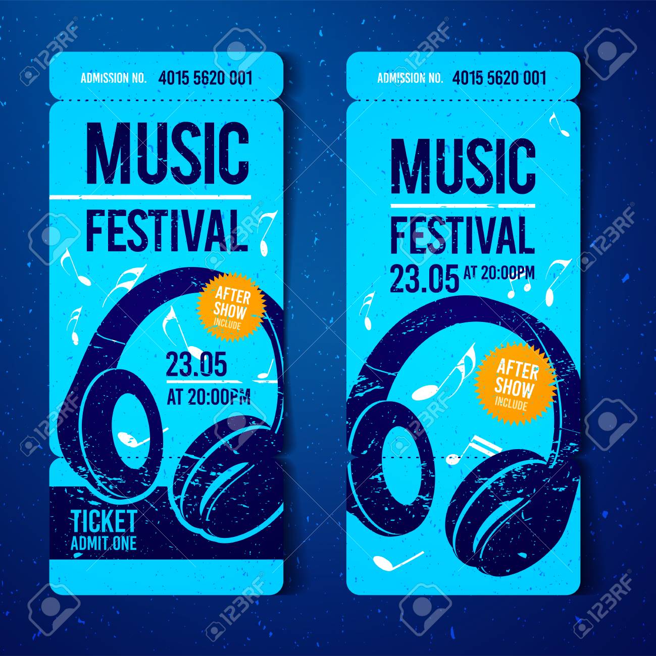 104624301-vector-music-festival-blue-ticket-design-template-with-headphones-and-grunge-effects